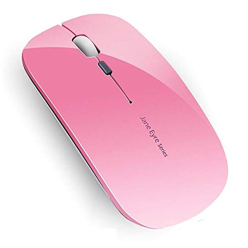 Coener Ratón Inalámbrico Recargable, Mouse Wireless 2.4G Mute de Mouse Inalambrico, Ultra Delgado,1600 dpi Ajustable para Portatil/Computadora/Windows/Linux/Vista/PC/Mac (Rosa)