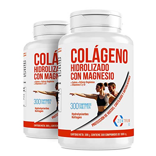 Colágeno hidrolizado con calcio para huesos y articulaciones – Colágeno con vitamina C y vitamina D para ayudar a la energía del día a día (300)