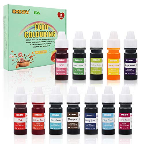 Colorante alimentario 12*6ml, Colorante Alimentario Alta Concentración Liquid Set para Colorear los Bebidas Pasteles Galletas Macaron Fondant