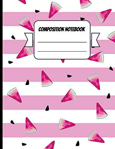 Composition Notebook: Watermelon Fruits And Seeds Pattern Pink Blank Notebook / Journal with Page Numbers for Girls (8.5 x 11, 120 Pages)