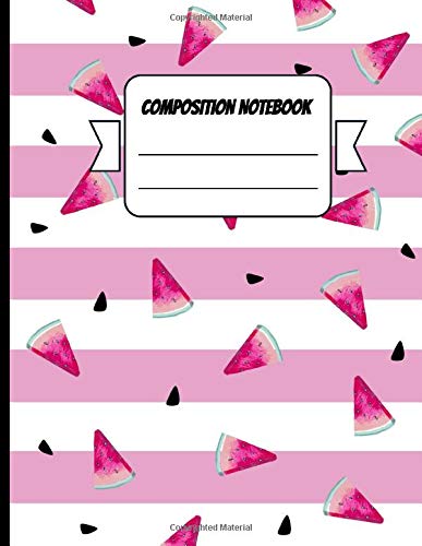 Composition Notebook: Watermelon Fruits And Seeds Pattern Pink Wide Ruled Notebook / Journal for Girls (8.5 x 11, 120 Pages)