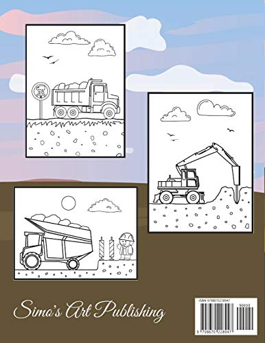 Construction Vehicles Coloring Book: For Kids Toddlers Filled Witg Rollers, Excavators, Forklifts, Dump Trucks, Big Cranes and Many More