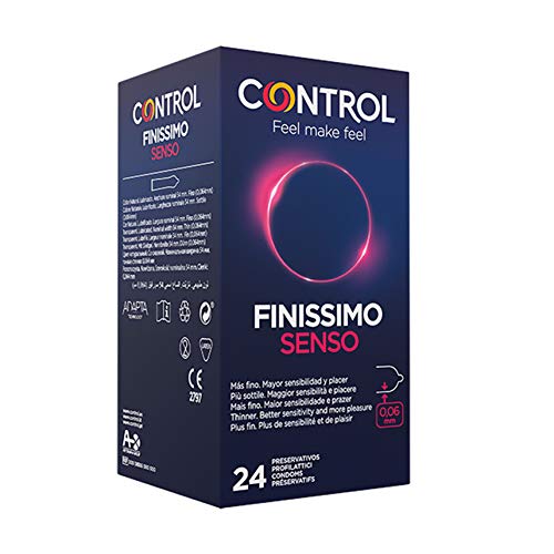 Control Senso - Caja de condones muy finos, gama sensibilidad, lubricados, ajuste perfecto, sexo seguro, 24 unidades (pack ahorro)