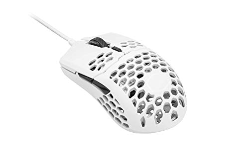 Cooler Master MM710 Ratón Gaming Ultraligero 53g con Cable - Sensor Optico16000 dpi, Conmutadores Omron 20 Millones Clics, Pies PTFE Desplazamiento Suave, Coraza Forma Panel Abeja – Blanco Opaco