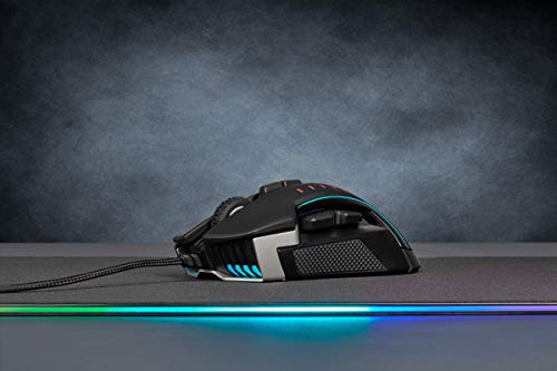 Corsair Glaive RGB Pro - Ratón cómodo para Juegos FPS/MOBA (agarres Intercambiables, Aluminio, retroiluminación LED RGB, 18.000 PPP, óptico) Negro