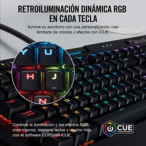 Corsair K70 MK.2 RGB Teclado Mecánico Gaming, Retroiluminación LED RGB, QWERTY Español, Cherry MX Speed (Rápido y altamente preciso)