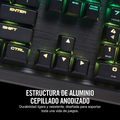 Corsair K70 RGB MK.2 Teclado Mecánico Gaming, Cherry MX Blue, Preciso y Audible, Retroiluminación Multicolor LED RGB, Estructura de Aluminio Anodizado, QWERTY Español, color Negro