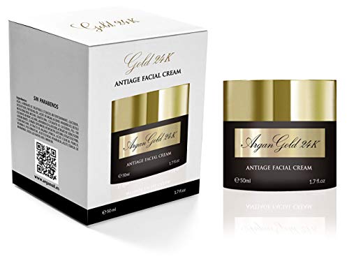 Crema Antiarrugas GOLD 24k - Crema hidratante Facial Mujer y Hombre, Fabricada en España con Oro, Vitamina C, Aceites Esenciales y Argan | Crema Correctora | Anti-imperfecciones | Día y Noche