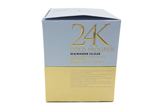 Crema reparadora de lujo Gold Progress, 24 K, base de partículas de oro, cara, cuello y escote, reafirmante, reparador, 50 ml