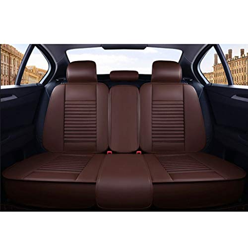 Cubierta del asiento de carro Funda de asiento de auto, 5 asientos Cojín de asiento de auto impermeable de cuero universal, con reposacabezas y almohada lumbar, for asientos delanteros y traseros