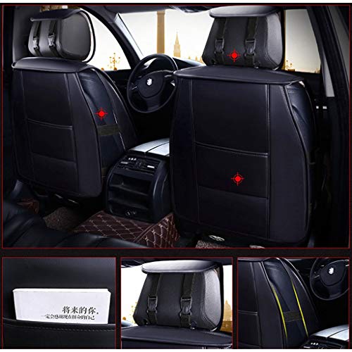 Cubierta del asiento de carro Funda de asiento de auto, 5 asientos Cojín de asiento de auto impermeable de cuero universal, con reposacabezas y almohada lumbar, for asientos delanteros y traseros