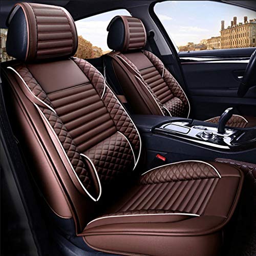 Cubierta del asiento de carro Funda de asiento de auto, 5 asientos Cojín de asiento de auto impermeable de cuero universal, con reposacabezas y almohada lumbar, for asientos delanteros y traseros