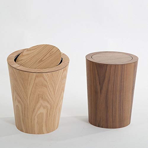 Cubo de Basura de Basura - Hecho de Madera, Papelera de Basura de baño de Papelera con Tapa abatible (Color : Brown)