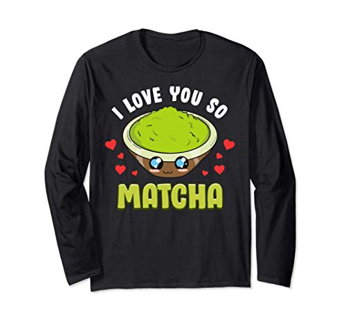 Cute & Adorable I Love You So Matcha Food Pun Manga Larga