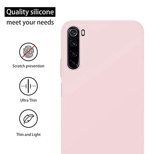 cuzz Funda para Xiaomi Redmi Note 8+{Protector de Pantalla de Vidrio Templado} Carcasa Silicona Suave Gel Rasguño y Resistente Teléfono Móvil Cover-Rosa Claro