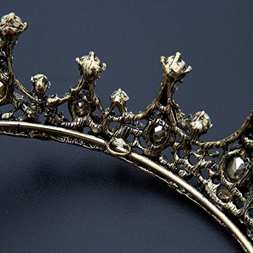 Czemo Tiara de Novia para Mujer Corona Barroca Cabello Joyería Rhinestone Diadema para Boda Pageant