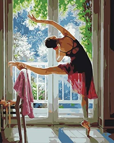 DAFFG DIY Pintura Regalo - Ballet Familiar- Pintura por Números para Adultos Niños Pintar por Numeros Kits sobre Lienzo DIY Pintura Al Óleo para Niños Principiantes 40X50Cm