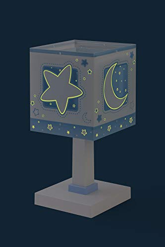 Dalber Moon Light Lámpara Mesilla infantil Luna y Estrellas MoonLight Azul, 40 W