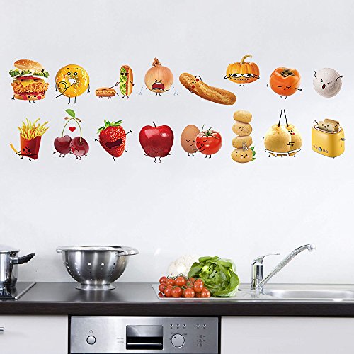 decalmile Vinilos Cocina Comida Emoji Pegatinas de Pared para Cocina Infantiles Bebés Ventanas