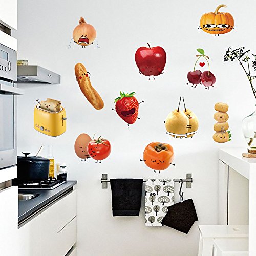 decalmile Vinilos Cocina Comida Emoji Pegatinas de Pared para Cocina Infantiles Bebés Ventanas