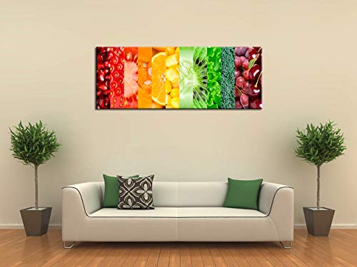 Declina, cuadro decorativo, decoración de pared de cocina, cuadro impreso, cuadro decorativo de frutas y verduras, 80 x 30 cm, multicolor, Lona, Multicolor, 80x30 cm