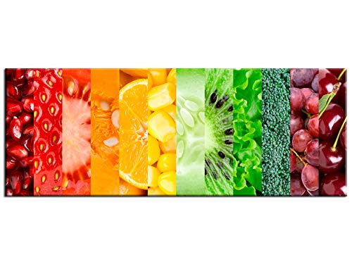 Declina, cuadro decorativo, decoración de pared de cocina, cuadro impreso, cuadro decorativo de frutas y verduras, 80 x 30 cm, multicolor, Lona, Multicolor, 80x30 cm