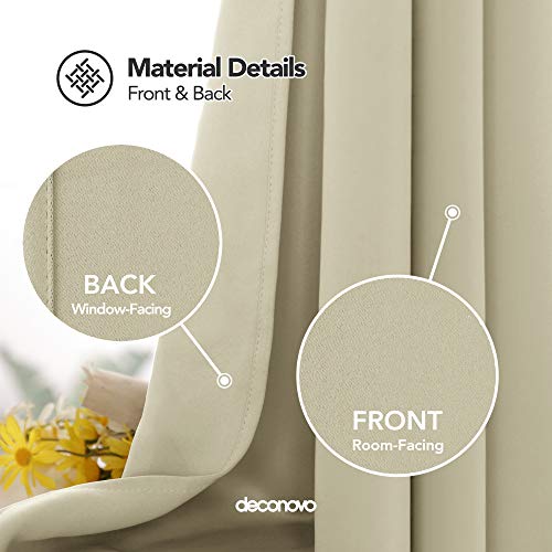 Deconovo Cortinas Salon Dormitorio Moderno Opacas Suaves para Ventanas de Color Liso 1 Pieza con Ojales 140 x 260 cm Beige Oscuro