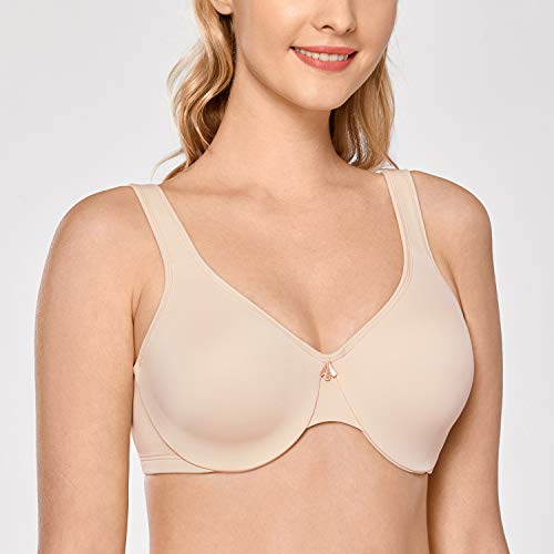 DELIMIRA - Sujetador Reductor Copa Completa con Aros Minimizador para Mujer Beige 95D