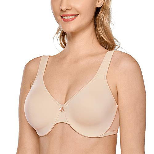 DELIMIRA - Sujetador Reductor Copa Completa con Aros Minimizador para Mujer Beige 95D