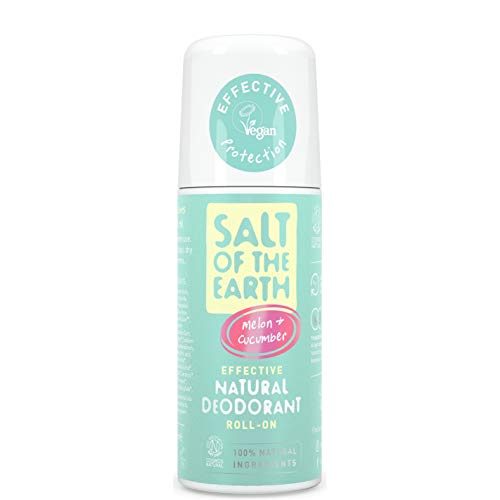 Desodorante natural Roll On por Salt of the Earth, Melón y Pepino, vegano, protección de larga duración, no probado en animales, sin parabenos, fabricado en el Reino Unido – 75 ml