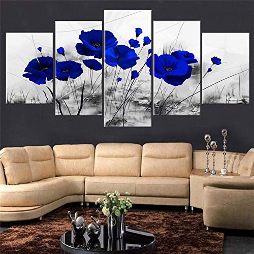 DGGDVP Cuadro en Lienzo Wall Art HD Print Framework Blue Poppy Carteles e Impresiones Pintura Wall Art Tamaño del Lienzo 1 sin Marco