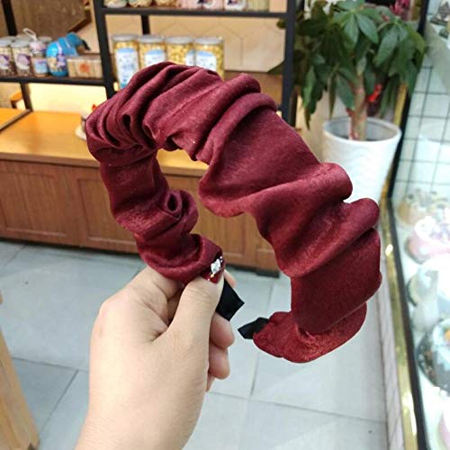 Diadema de mujer Diadema plisada suave y suave Turbante informal Accesorios para el cabello con banda de pelo elástica alta Venta al por mayor-diadema vino tinto