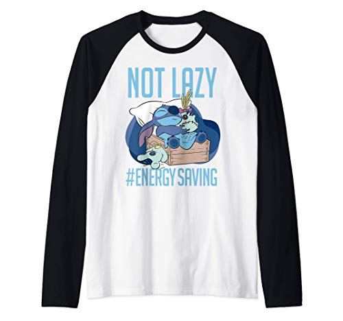 Disney Lilo & Stitch Not Lazy Energy Saving Camiseta Manga Raglan