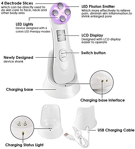 Dispositivo de belleza ultrasónico, Máquina facial antienvejecimiento de alta frecuencia, Máquina de belleza para el cuidado de la piel 5 en 1
