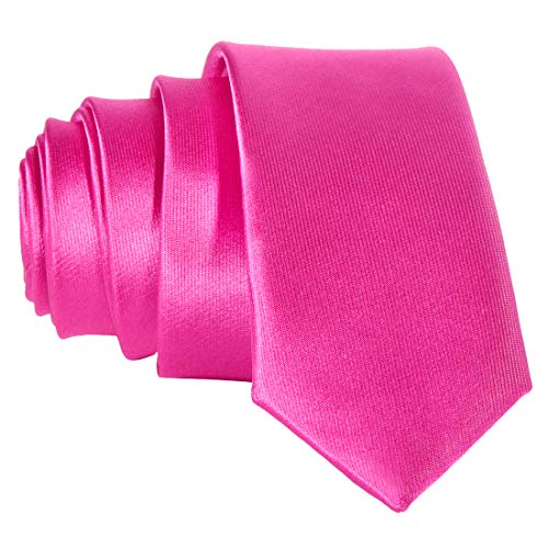 DonDon Corbata estrecha 5 cm de color fucsia - hecho a mano