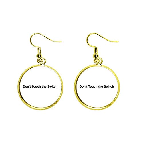 Don't Touch Switch - Pendientes de gota dorados con símbolo negro para mujer