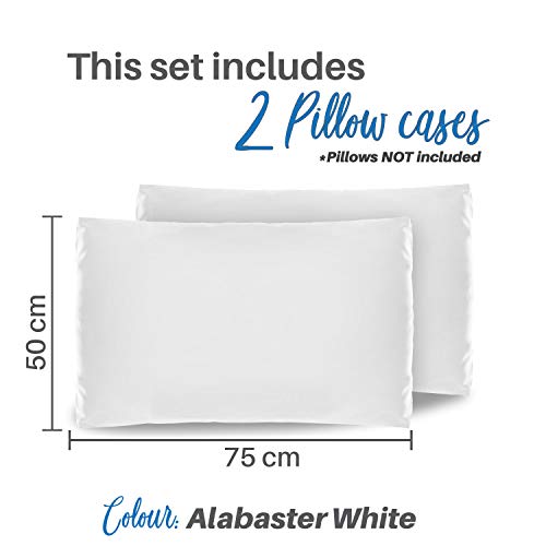 Dreamzie - Set de 2 x Funda de Almohada 50x75 cm, Blanco Alabastro, Microfibra (100% Poliéster) - Fundas de Almohadas Hipoalergénica - Fundas de Cojines de Calidad con una Suavidad Incomparable