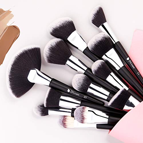 DUcare Brochas de Maquillaje Profesional Negro 32 pcs Maquillaje Profesional Pinceles Premium Synthetic Maquillaje de Ojos, Rubor, Contorno, Corrector, Pinceles Cosméticos