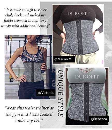 DUROFIT Faja Lumbar Ajustable Cinturón Lumbar Abdominal Faja Entrenamiento Mujer Reductor de Cintura y Abdomen Waist Trimmer para Deporte Fitness Gris M