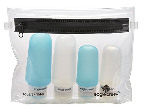 Eagle Creek Silicone Bottle Set Bolsa de Aseo, 22 cm, 0.088 litros, Clear/Aqua