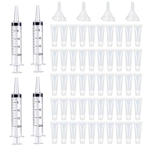 earlyad 50PCS 10ML Tubos de Brillo Labial vacíos con Tubo de Aguja de tolva Kit de fabricación de Base de Brillo de Labios Transparente DIY Brillo de Labios Bálsamo Contenedores cosméticos