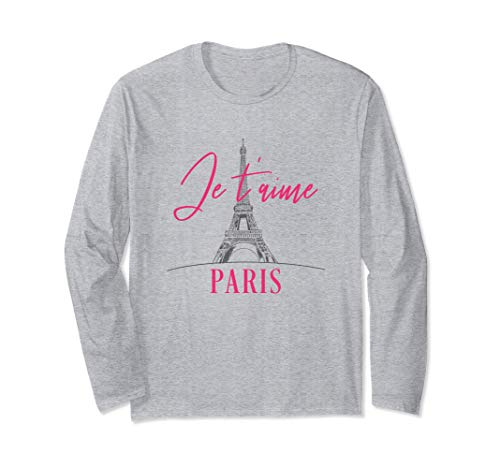 Eiffel Tower Paris France Je t'aime I Love You Souvenir Gift Manga Larga