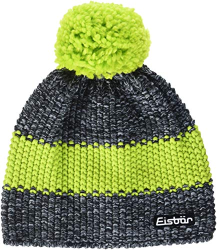 Eisbär Styler Pompon - Gorro Unisex, Unisex Adulto, Gorro, 30196, Gris Antracita/Negro/Verde Lima, Talla única