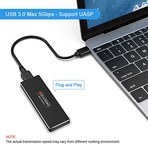 ELUTENG M2 to USB 3.0 NGFF M.2 Carcasa Adapter UASP SATA III Aluminio M.2 Caja Soporte Todos B y B + M Key (Clave) NGFF SSD Enclosure M2 SATA Adaptador con Cable USB 3.0, Not Support NVME (Negro)