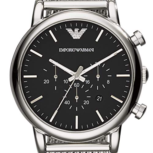 Emporio Armani Reloj Cronógrafo para Hombre de Cuarzo con Correa en Malla de Acero Inoxidable AR1808