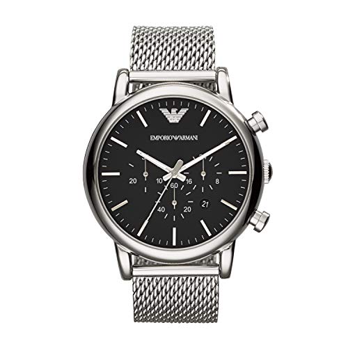 Emporio Armani Reloj Cronógrafo para Hombre de Cuarzo con Correa en Malla de Acero Inoxidable AR1808