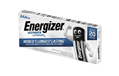 Energizer - Pack de 10 Pilas de Litio Ultimate Lithium L92 AAA, 1260 mah, Family Pack