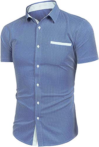 Ericcay Camiseta De Manga Corta Camisas Casuales Cuello De Difusión Regular Fit Camisa De Verano para Hombre Manera De Las Tapas Acogedor Básico Tops Ropa (Color : Marine Blau, One Size : XXL)