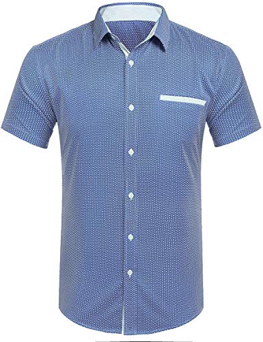 Ericcay Camiseta De Manga Corta Camisas Casuales Cuello De Difusión Regular Fit Camisa De Verano para Hombre Manera De Las Tapas Acogedor Básico Tops Ropa (Color : Marine Blau, One Size : XXL)