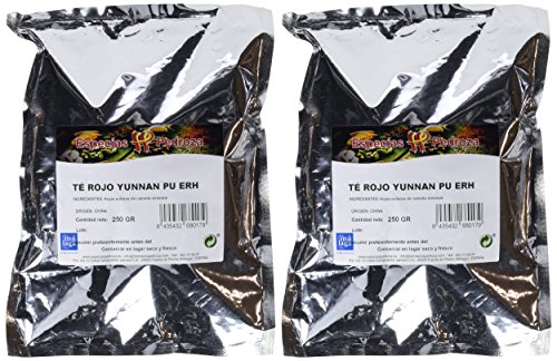 Especias Pedroza Té Rojo Yunnan Pu Erh - 2 Paquetes de 250 gr - Total: 500 gr